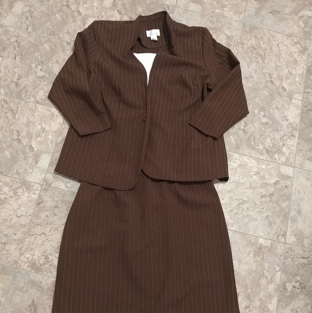 Brown Pinstripe 3 piece Suit